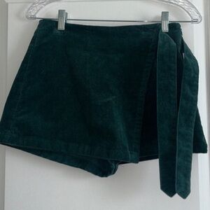 Forever 21 Women’s Small Forest Green Corduroy Skort with Side Tie - New